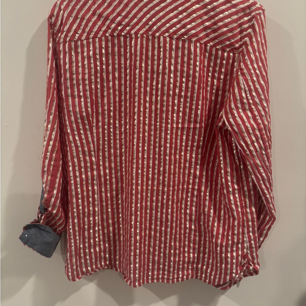 Tommy Hilfiger Red and White Striped Button-Down Shirt - Picture 4 of 7